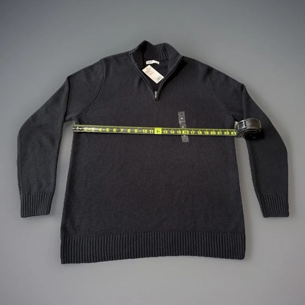 NWT‎ Sonoma Quarter Zip Black Sweater Mens Size XL
